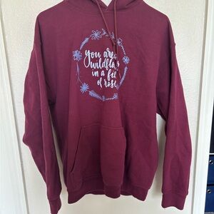 Maroon Hoodie with Floral Design